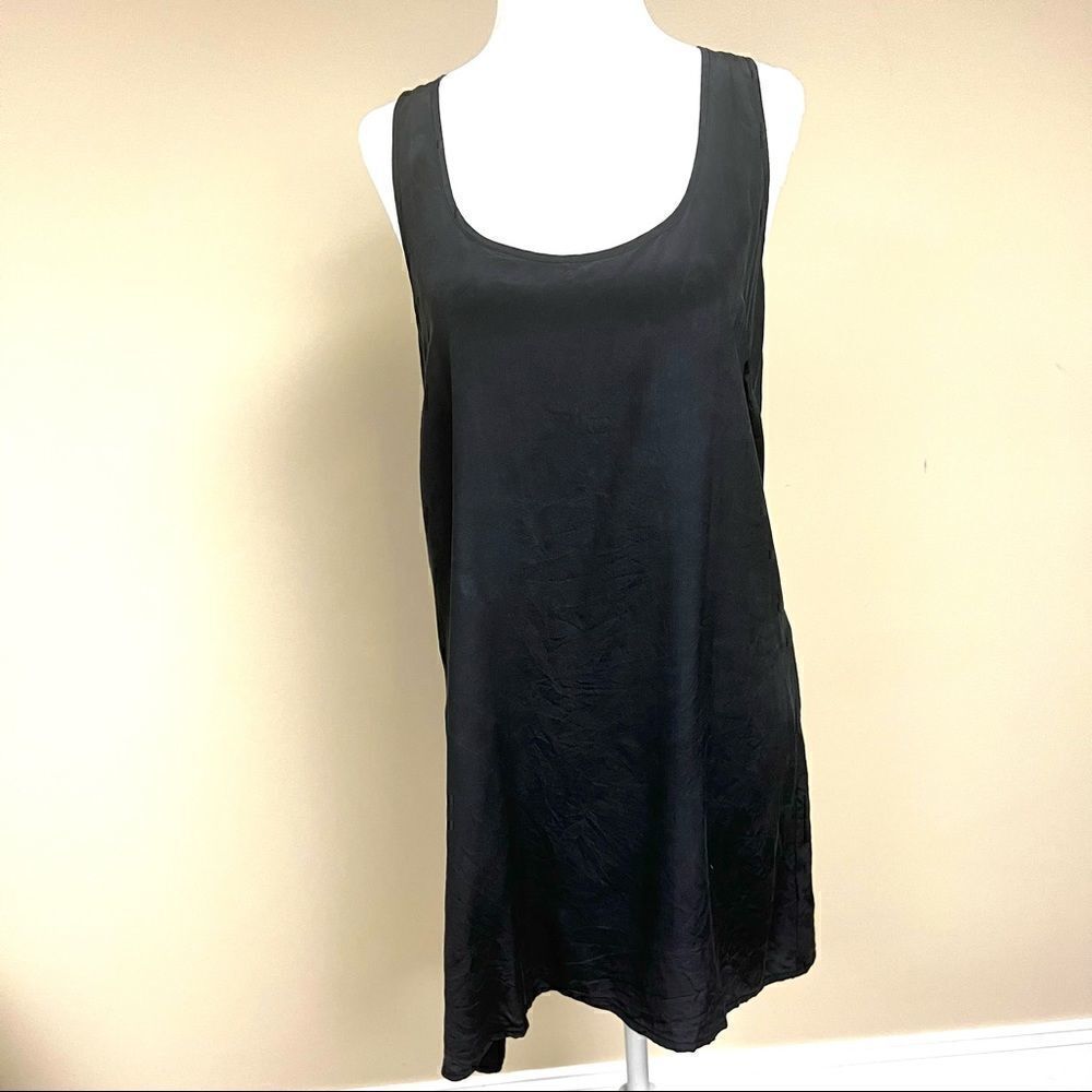 👠Silence & Noise simple black silk slip dress size L